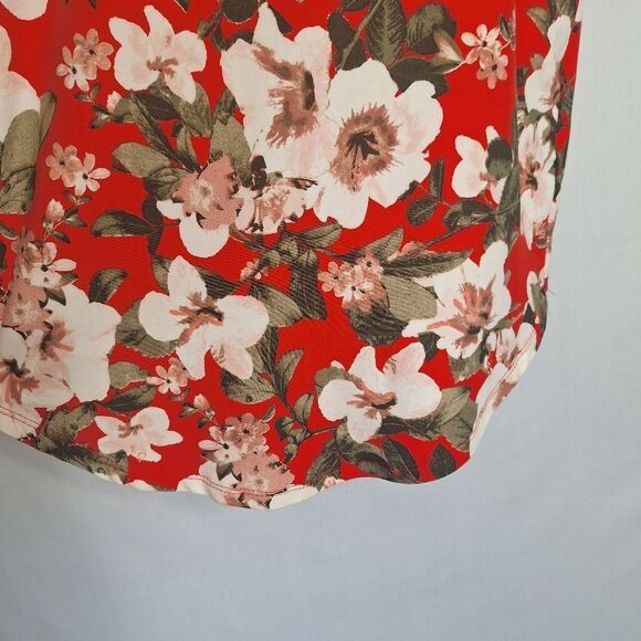 J For Justify Womens Tropical Tank Dress Red Floral Pin Up Flirty Beachy Large - Picture 4 of 8